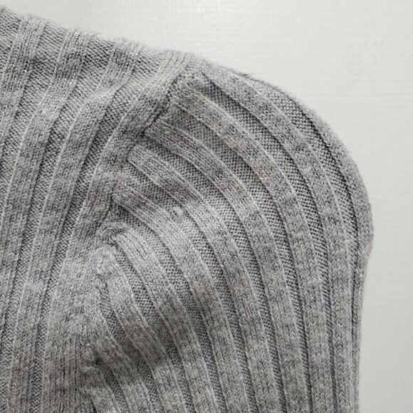 Express Women's Y2K Gray Wool Silk Blend Stretch Ribbed Knit Basic Turtleneck S - Picture 2 of 5